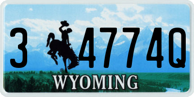 WY license plate 34774Q