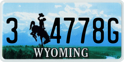 WY license plate 34778G