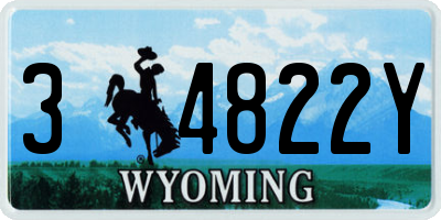 WY license plate 34822Y