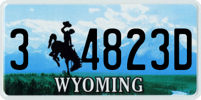 WY license plate 34823D