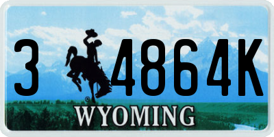 WY license plate 34864K