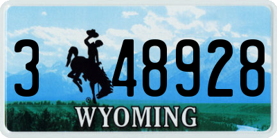 WY license plate 348928