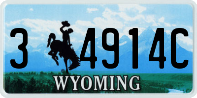 WY license plate 34914C