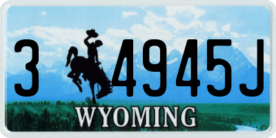 WY license plate 34945J