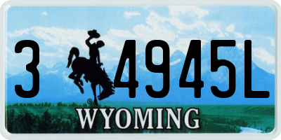 WY license plate 34945L