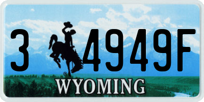 WY license plate 34949F