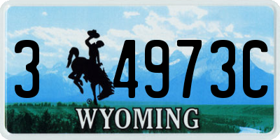 WY license plate 34973C