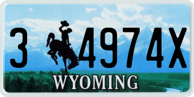 WY license plate 34974X