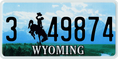 WY license plate 349874