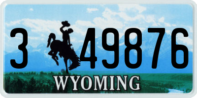 WY license plate 349876