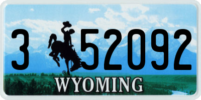 WY license plate 352092