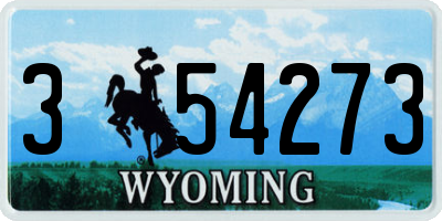 WY license plate 354273