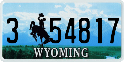 WY license plate 354817