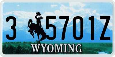 WY license plate 35701Z