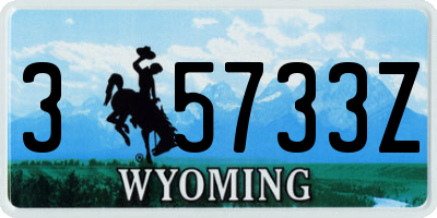 WY license plate 35733Z