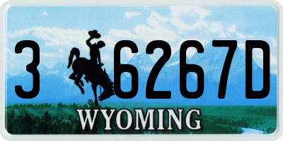 WY license plate 36267D