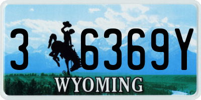 WY license plate 36369Y