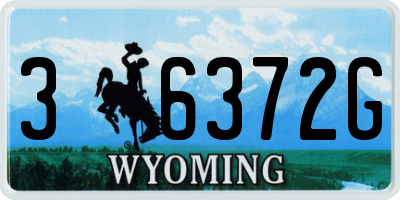 WY license plate 36372G