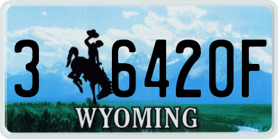 WY license plate 36420F