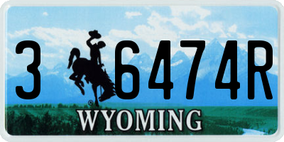 WY license plate 36474R