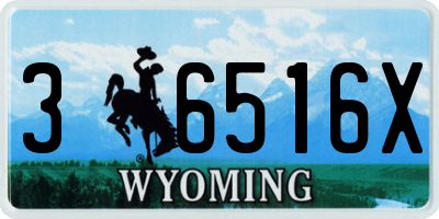 WY license plate 36516X