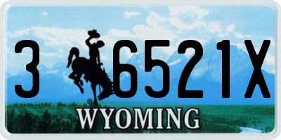 WY license plate 36521X