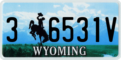 WY license plate 36531V