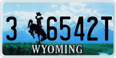 WY license plate 36542T