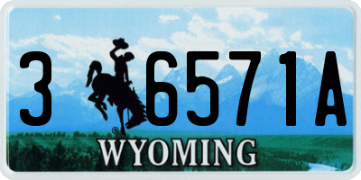 WY license plate 36571A