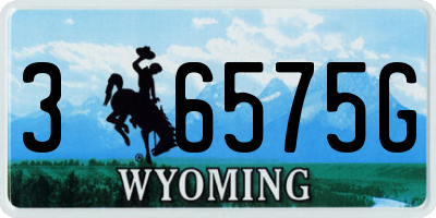WY license plate 36575G