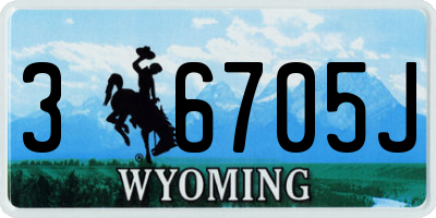 WY license plate 36705J
