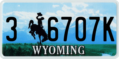 WY license plate 36707K