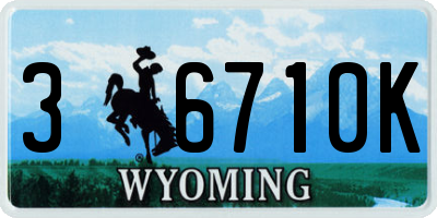 WY license plate 36710K