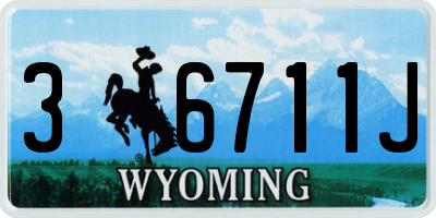 WY license plate 36711J