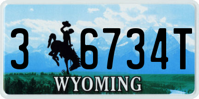 WY license plate 36734T