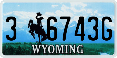WY license plate 36743G