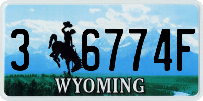 WY license plate 36774F