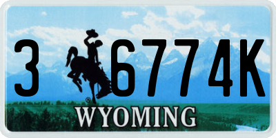 WY license plate 36774K