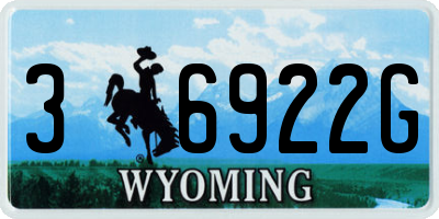 WY license plate 36922G