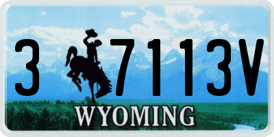 WY license plate 37113V