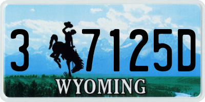 WY license plate 37125D