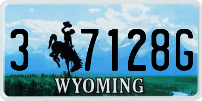 WY license plate 37128G
