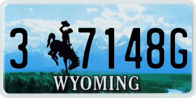 WY license plate 37148G