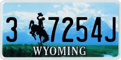 WY license plate 37254J