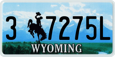 WY license plate 37275L