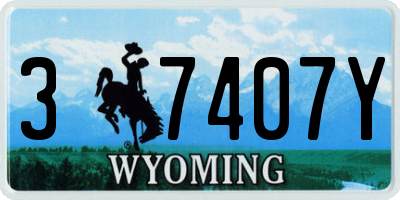 WY license plate 37407Y