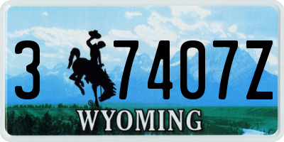 WY license plate 37407Z