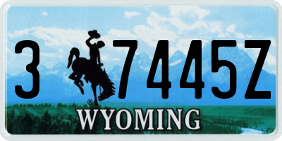 WY license plate 37445Z