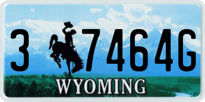 WY license plate 37464G