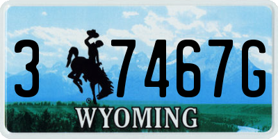 WY license plate 37467G